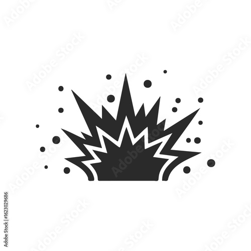 Icon of explosive explosion with burst and debris