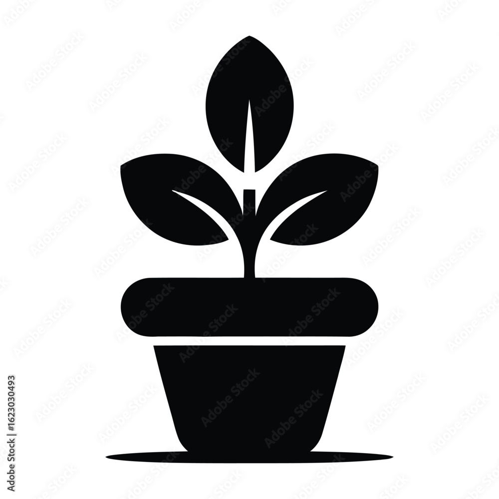 Obraz premium Plant in a pot icon. Simple illustration of plant in a pot vector icon for web