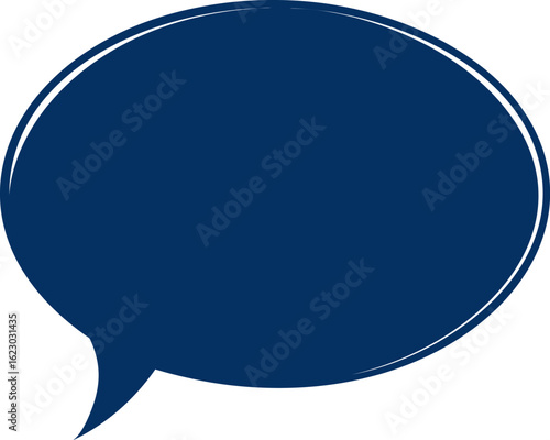 Dark blue speech bubble, blank communication icon. Vector illustration