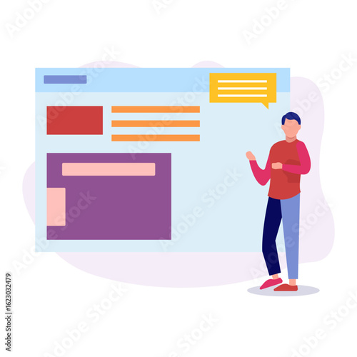 Boy explaining online presentation