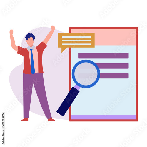 Boy finished research and shouting in happiness