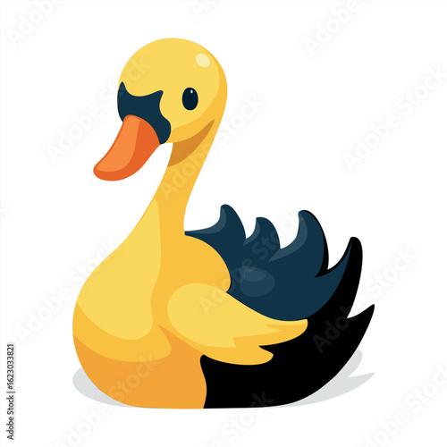 Cute Yellow Swan Cartoon