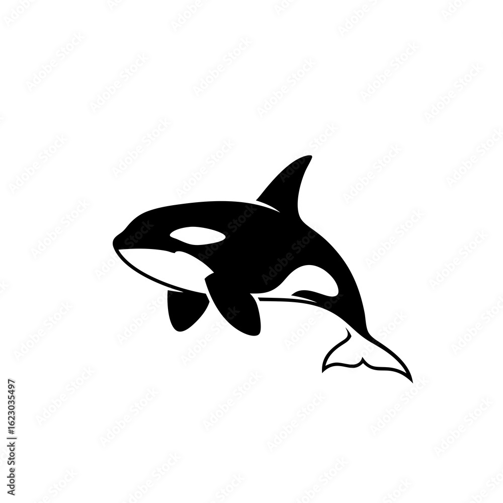 Fototapeta premium Stylized Black and White Orca Whale Illustration with Distinctive Markings.