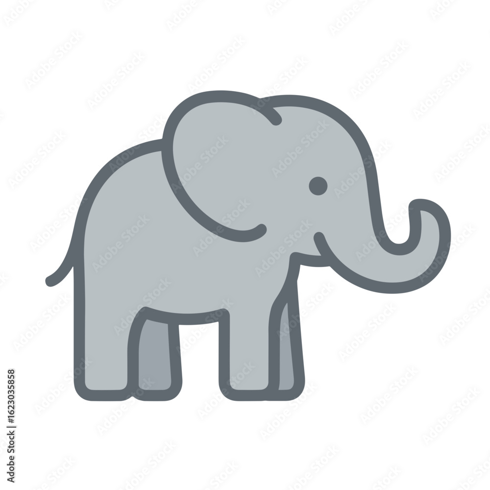 Fototapeta premium Cute gray elephant illustration on a transparent background 