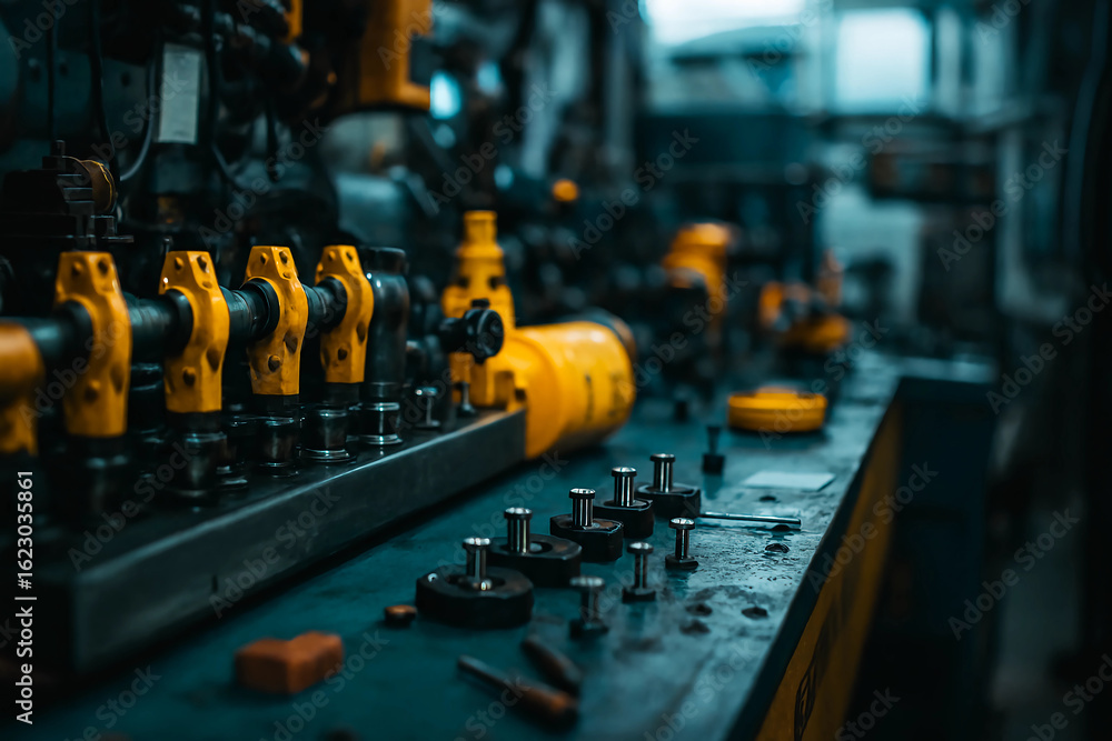 Fototapeta premium Engine room chronicles: The workspace of a boat engineer.