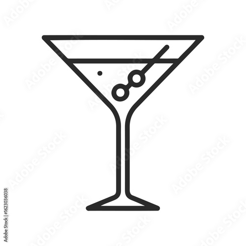 Outline of a martini glass with olive in minimalist design
