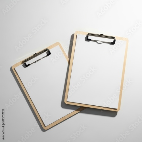 Two blank clipboards isolated on white background
