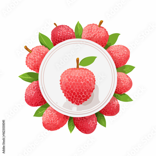 Vibrant Lychee Fruit Composition: An Inviting Circular Arrangement of Tropical Delights