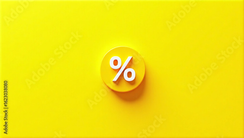 A white percentage sign on a yellow circular icon against a bright yellow background.