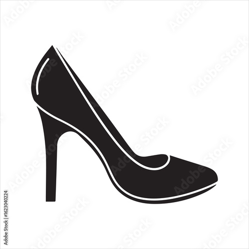 High heel shoe icon, elegant woman's stiletto pump silhouette.
