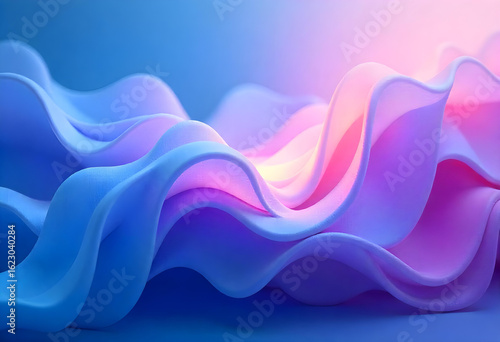 Abstract Wavy Flow: An artistic rendering of fluid, undulating shapes in soft hues, blending seamlessly and creating a visual symphony of form and color.