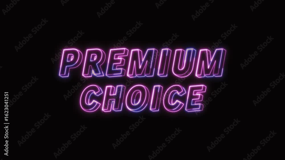 Premium Choice Neon Text Seamless Loop 4K Black Background Animated Promotional Typography for Video Editing Premium Choice Neon Text Seamless Loop 4K Black Background Animated Promotional Typography for Video Editing