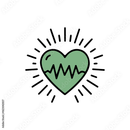 Vector icon of a heart with a heartbeat line, symbolizing panic attack and anxiety