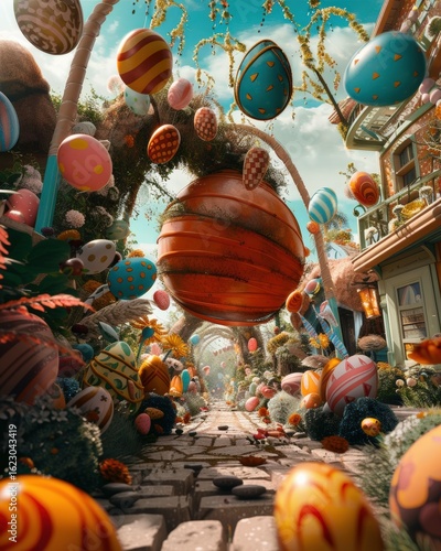 A Easter themed digital artwork cinematic style scene