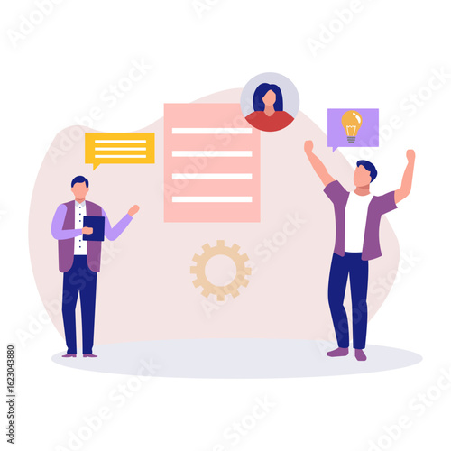 Teacher asking his student to describe picture