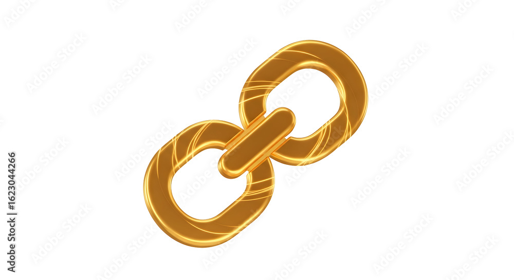 Obraz premium Gold Chain Link Connection Technology Blockchain Security 3D Render
