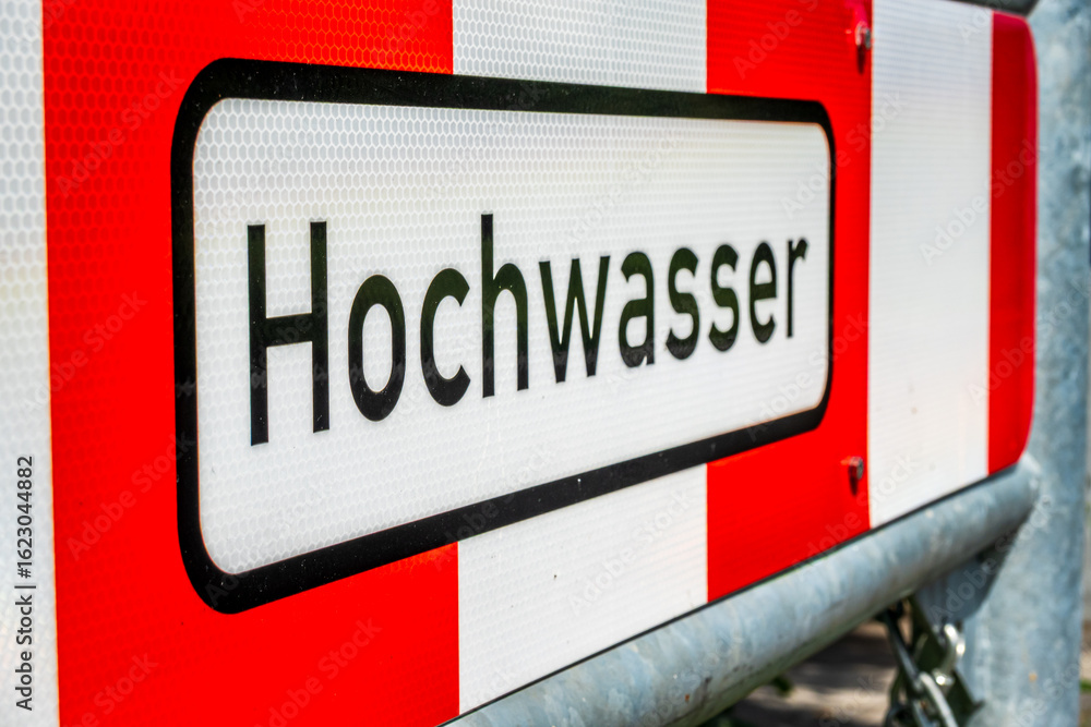 Fototapeta premium typical highwater sign in germany - translation: high water