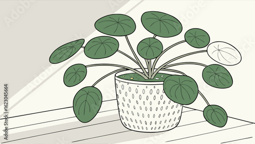 A charming pilea peperomioides, also known as the chinese money plant, in a decorative pot, isolated on white background, perfect for adding a touch of greenery to any space