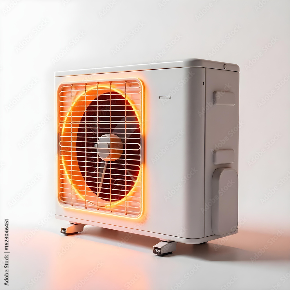 Fototapeta premium ac outdoor unit with fan isolated on white