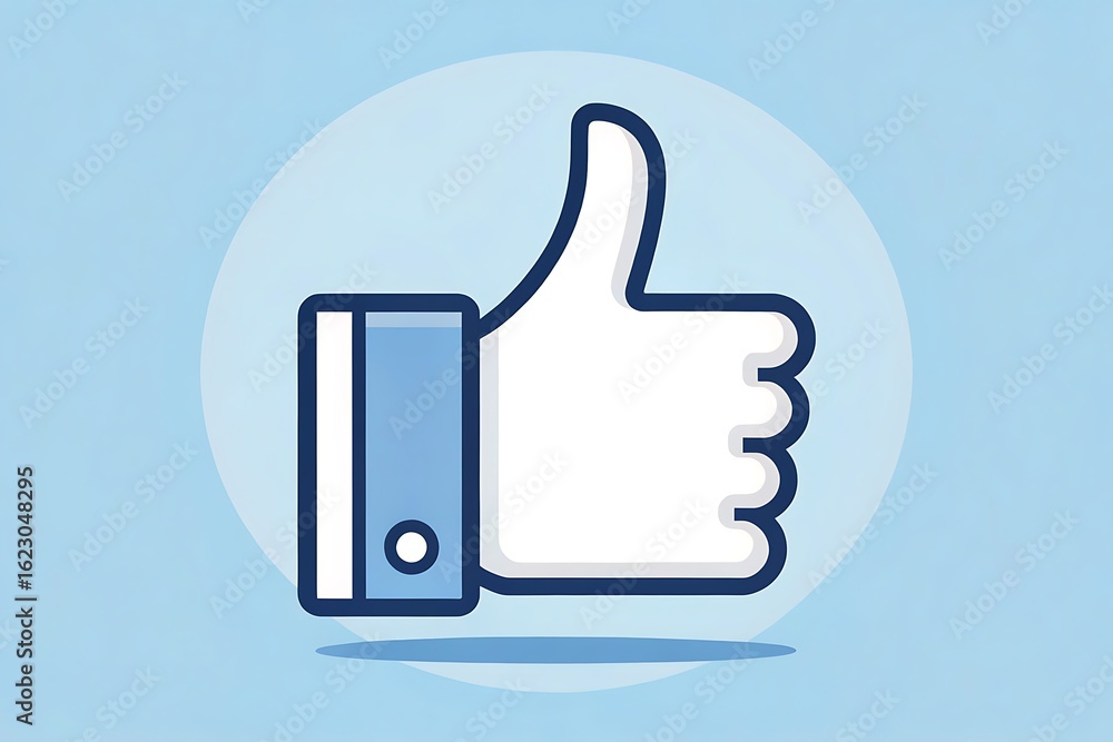 White thumb up symbol flat design blue and white like icon White thumb up symbol flat design blue and white like icon