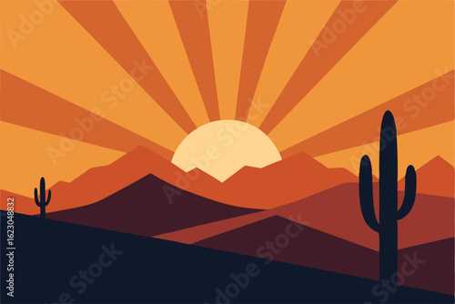 boho chic desert decor style with cactus and sunbu.eps
