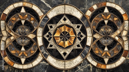 Wallpaper Mural Intricate Geometric Mandala Design Brown Gold Beige Marble Texture Torontodigital.ca