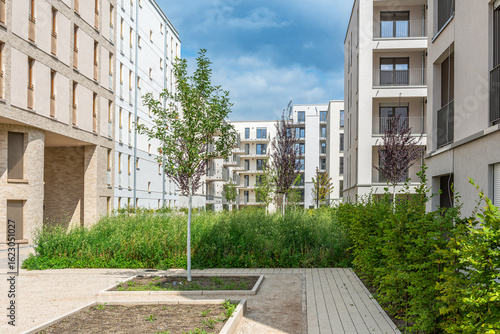 Buildings in the new residential area in Frankfurt-Bockenheim, Hesse, Germany