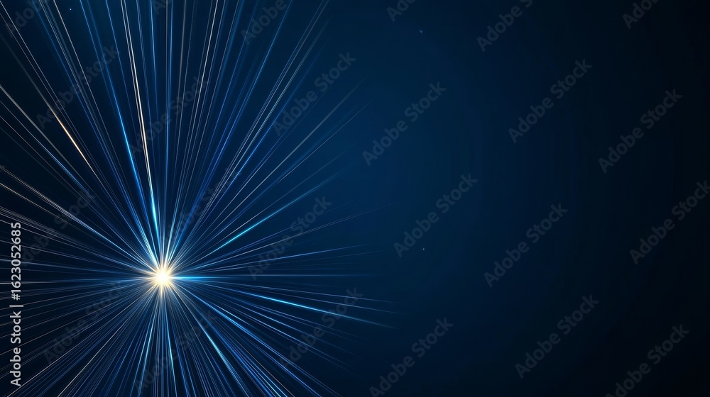 Fototapeta premium Blue Light Burst Abstract Radiance, Speed, Energy, Abstract Background Light rays, energy burst