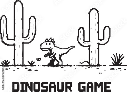 Dinosaur Game Pixelated Graphic

