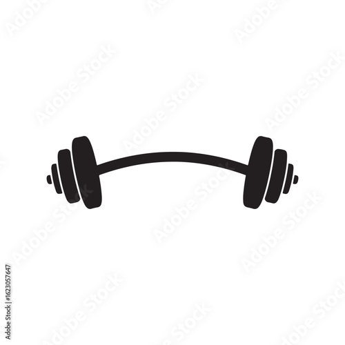 Curved barbell silhouette vector flat illustration design on white background