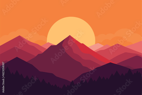 sunset in mountains