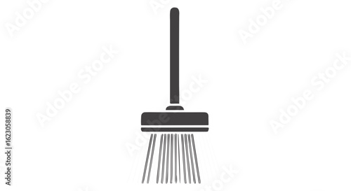 Illustration of a simple broom with a long handle and bristles for cleaning floors and surfaces