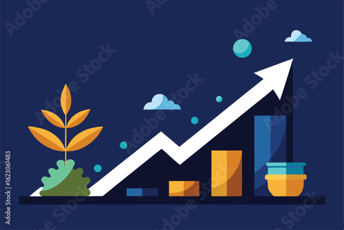business graph with arrow