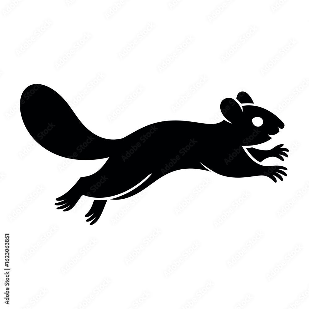 Obraz premium Silhouette of a running squirrel with a bushy tail animal wildlife