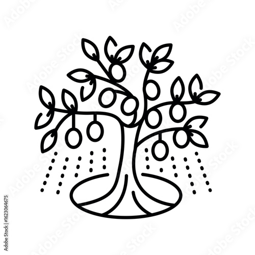 olive irrigation black line icon.