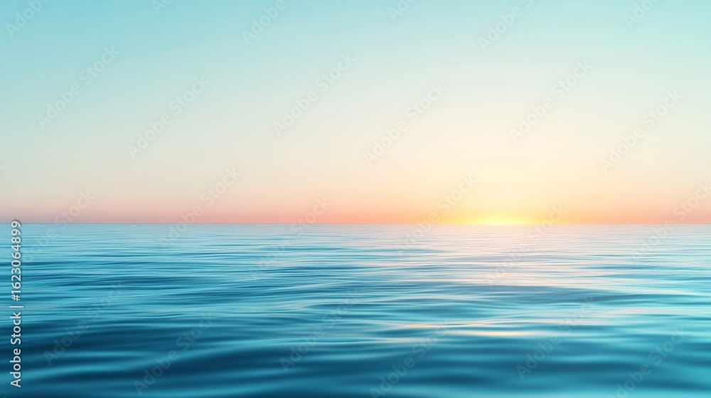 Fototapeta premium Ocean Sunset Calm Water, Peaceful Horizon, Pastel Sky, sea, ocean