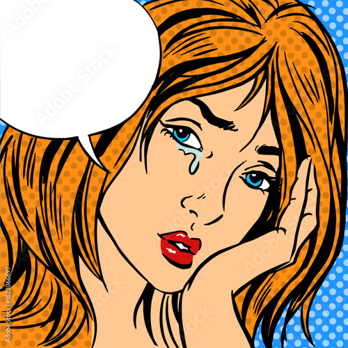 Girl cry Pop art vintage comic