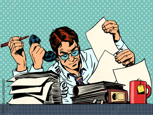 Businessman working papers