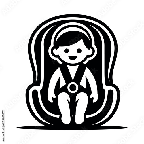 Black Silhouette Icon of a Baby in a Car Seat child safety transportation