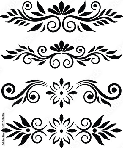 Set of decorative divider elements illustration black and white
