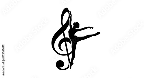 Melodic Motion: Treble Clef and Ballet Dancer Silhouette Fusion
