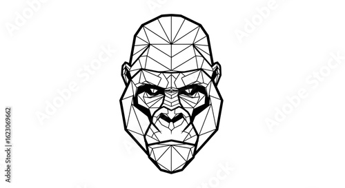 Geometric Gorilla Head: Low-Poly Wildlife Art Illustration
