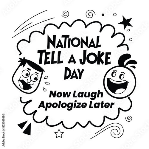 National tell a joke day celebration with funny faces and playful text