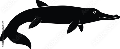 Silhouette Dinosaur Lake Stock Illustrations