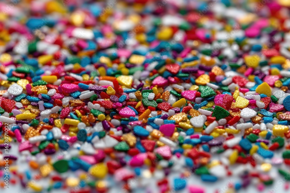 Colorful Glittery Confetti Sprinkles on a White Background Colorful Glittery Confetti Sprinkles on a White Background