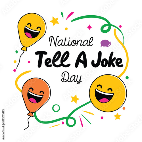 Celebrate national tell a joke day with happy balloons and festive decorations