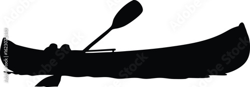 Canoe Silhouette Vector – Paddle Boat Silhouette in Black on Transparent Background