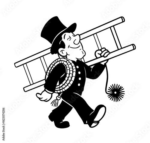 Merry Chimney Sweep with Ladder