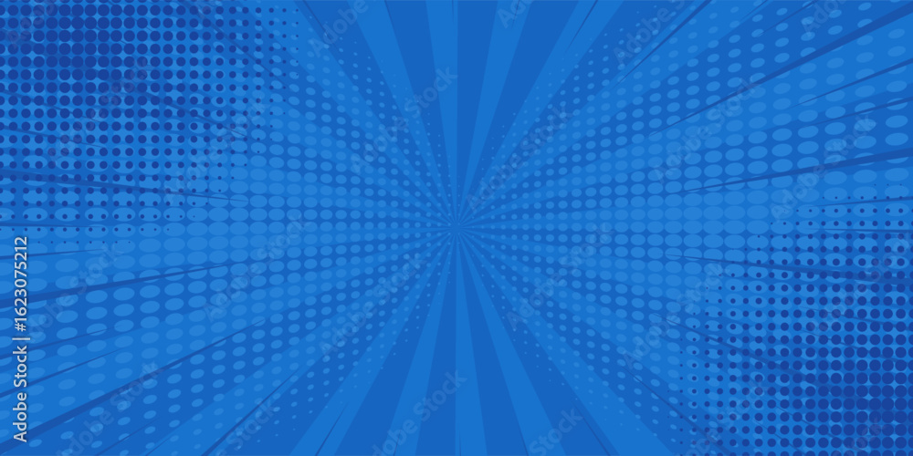 Naklejka premium Vintage pop art blue background. Banner vector illustration.EPS10