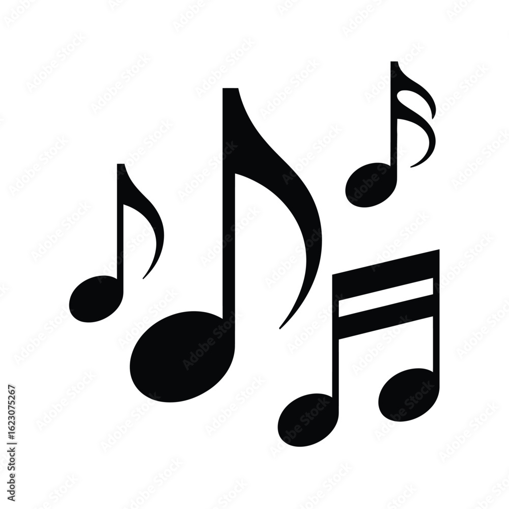 Simple Black Music Notes on a White Background for Design Simple Black Music Notes on a White Background for Design